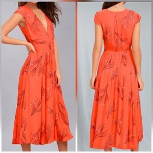 Free People Orange Midi Dress